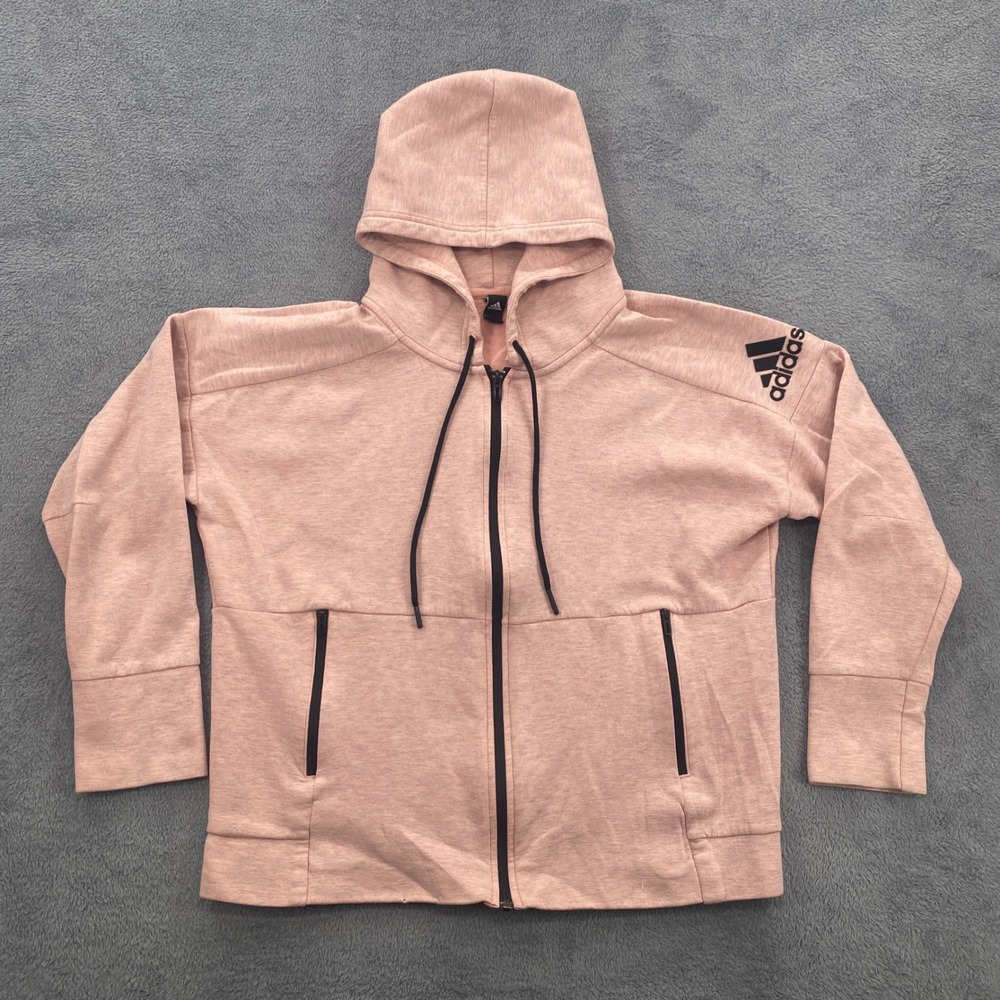 Adidas Full Zip Hoodie Womens Large Pink ZNE Logo CG1015